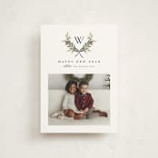 "Monogram Wreath" - Holiday Cards in Midnight by Melanie Kosuge - Front