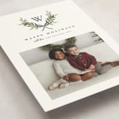 "Monogram Wreath" - Holiday Cards in Midnight by Melanie Kosuge - Detail