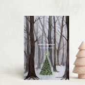 "Silent Night Woods" - Holiday Cards in Winter by Karina Racz - Front