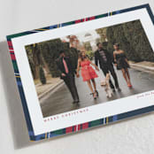 "Plaid Framed" - Holiday Cards in Navy by Lea Delaveris - Detail