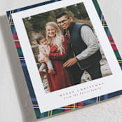 "Plaid Framed" - Holiday Cards in Navy by Lea Delaveris - Detail
