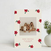 "Painted Petals" - Holiday Cards in Poinsettia by Kercia Jane - Front