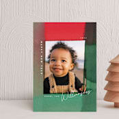 "Watercolor Frame" - Holiday Cards in Christmas Tree by Shannon Chen of Four Wet Feet Studio - Front