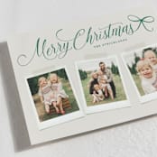"Scripted Red Bow" - Holiday Cards in Evergreen by Hooray Creative - Detail