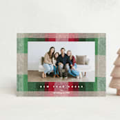 "Plaid Paper" - Holiday Cards in Boysenberry by Carrie Moradi - Front