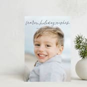 "Warm Holiday Wishes Script" - Holiday Cards in Midnight by Kristen Magee - Front