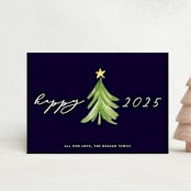 "Simple Tree" - Holiday Cards in Navy by Erin Deegan - Front