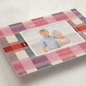 "cozy checked plaid" - Holiday Cards in Cranberry by Carrie Moradi - Detail