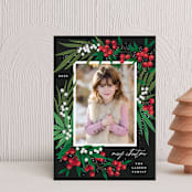 "Leafy Berries" - Holiday Cards in Charcoal by Alethea and Ruth - Front