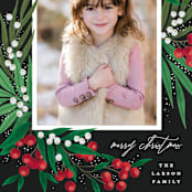 "Leafy Berries" - Holiday Cards in Charcoal by Alethea and Ruth - Detail