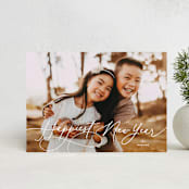 "Winter Script" - Holiday Cards in Snow by Kristie Kern - Front