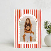 "Peppermint Stripe" - Holiday Cards in Peppermint by Robert and Stella - Front
