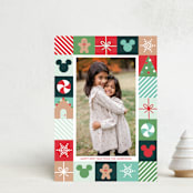"Disney's Mickey Mouse Holiday Border" - Holiday Cards in Teal by Annie Holmquist - Front