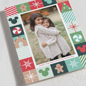 "Disney's Mickey Mouse Holiday Border" - Holiday Cards in Teal by Annie Holmquist - Detail