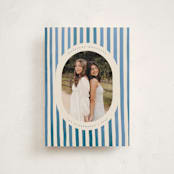 "Vintage Stripes" - Holiday Cards in Blue Jay by Teju Reval - Front