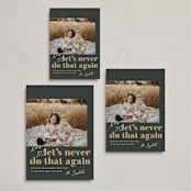 "Never Again" - Holiday Cards in Charcoal by Robert and Stella - Formats Available