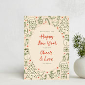 "doodled icons" - Holiday Cards in Stocking by Creo Study - Front