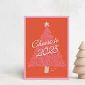 "Retro Tree" - Holiday Cards in Cotton Candy by Morgan Kendall - Front