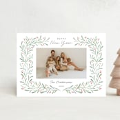 "Wreathed in Greenery" - Holiday Cards in Snow by Kristen Knechtel - Front