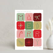 "Merry Colorblock" - Holiday Cards in Candied Apple by Kat Roberts - Front