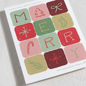 "Merry Colorblock" - Holiday Cards in Candied Apple by Kat Roberts - Detail