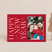 "Faith & Love & Family" - Holiday Cards in Berry by Robert and Stella - Front