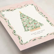 "Vintage Bow Tree" - Holiday Cards in Blush by Itsy Belle Studio - Detail