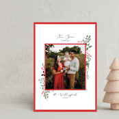 "Wisp of Greenery" - Holiday Cards in Crimson by Susan Moyal - Front