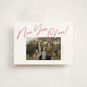 "Joy the the World Scripted" - Holiday Cards in Cranberry by Pixel and Hank - Front