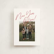 "Joy the the World Scripted" - Holiday Cards in Cranberry by Pixel and Hank - Front