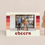 "Vintage Stripe" - Holiday Cards in Cranberry by Annie Holmquist - Front