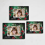 "Leafy Berries" - Holiday Cards in Charcoal by Alethea and Ruth - Formats Available