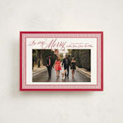 "Merry Striped Frame" - Holiday Cards in Ruby by Alston Foster - Front