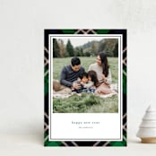 "Joyful Plaid" - Holiday Cards in Emerald by That Girl Press - Front