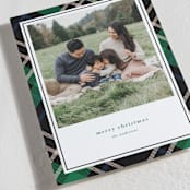 "Joyful Plaid" - Holiday Cards in Emerald by That Girl Press - Detail