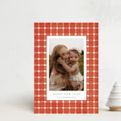 "Gingham Plaid" - Holiday Cards in Santa Suit by Wildfield Paper Co - Front
