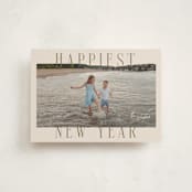 "Headlines" - Holiday Cards in Champagne by Ekko Studio - Front