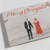 "Ribbon" - Holiday Cards in Sleigh Red by Morgan Kendall - Detail