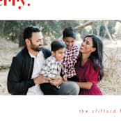 "Bold Merry" - Holiday Cards in Cranberry by That Girl Press - Detail