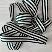 "Forest Green Stripe 7/8" x 15 ft Holiday Ribbon" - Holiday Ribbons and Bows in green by Honey Silks Co