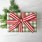 "Red Stripe 7/8" x 15 ft Holiday Ribbon" - Holiday Ribbons and Bows in red by Honey Silks Co
