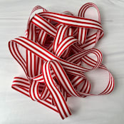 "Red Stripe 7/8" x 15 ft Holiday Ribbon" - Holiday Ribbons and Bows in red by Honey Silks Co