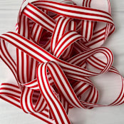 "Red Stripe 7/8" x 15 ft Holiday Ribbon" - Holiday Ribbons and Bows in red by Honey Silks Co
