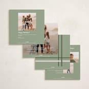 "Perfectly Plaid" - Holiday Cards in Sage by Poised Avenue - Back of Card Options