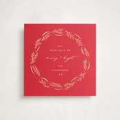 "Wrapped Wreath" - Holiday Cards in Poinsettia by Amy Kross - Front