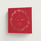 "Wrapped Wreath" - Holiday Cards in Poinsettia by Amy Kross - Folded Card