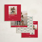 "Full Square" - Holiday Cards in Raspberry by Anna Black - Back of Card Options