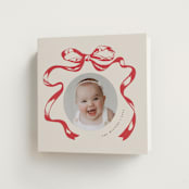 "Big Vintage Bow" - Holiday Cards in Santa Suit by Teju Reval - Folded Card