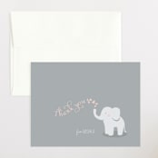 "Baby Elephant" - Baby Shower Thank You Cards in Soft Grey by Lori Wemple - Front