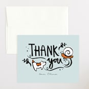 "Frogs and Snails" - Baby Shower Thank You Cards in Sky by JeAnna Casper - Front